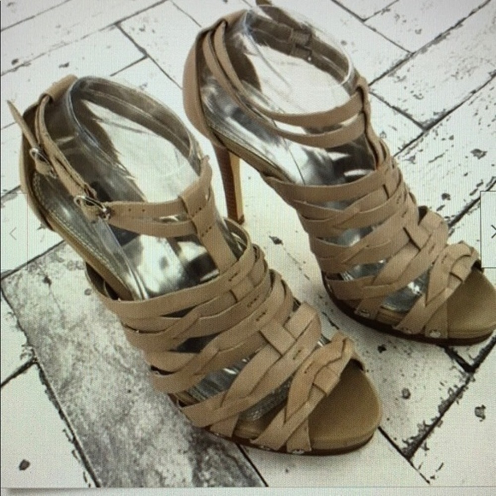 WHBM Camellia Strappy Gladiator 4.5” Heels 9.5